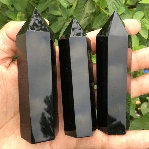 1pcs natural black obsidian - 1pcs,
