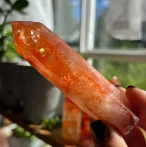 Natural fire quartz hematoid - fire,