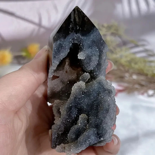 Natural black sphalerite geode - natural,