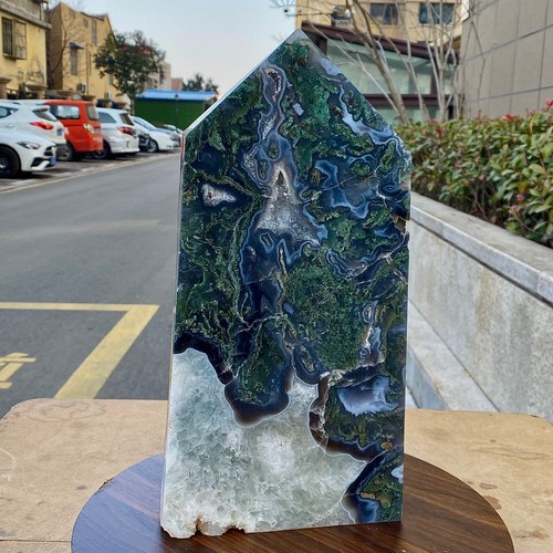 Moss agate tower natural - moss,
