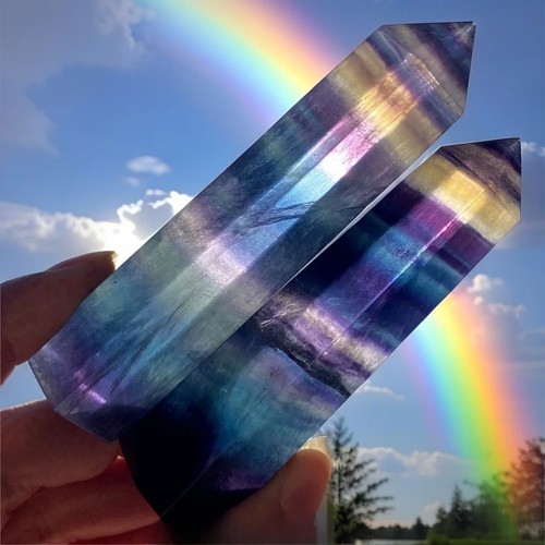 Aaa rainbow fluorite point - aaa,
