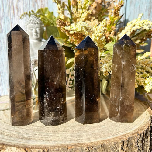 Natural smoky quartz tower - quartz,
