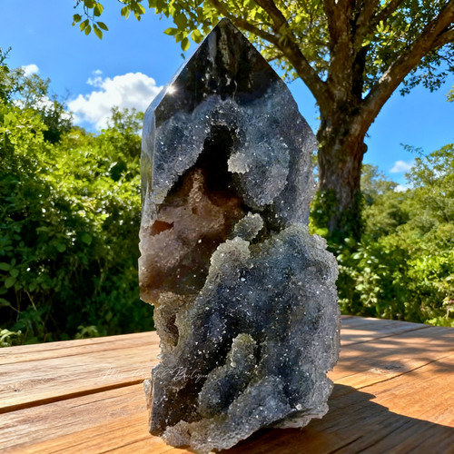 Natural black sphalerite - natural, druzy