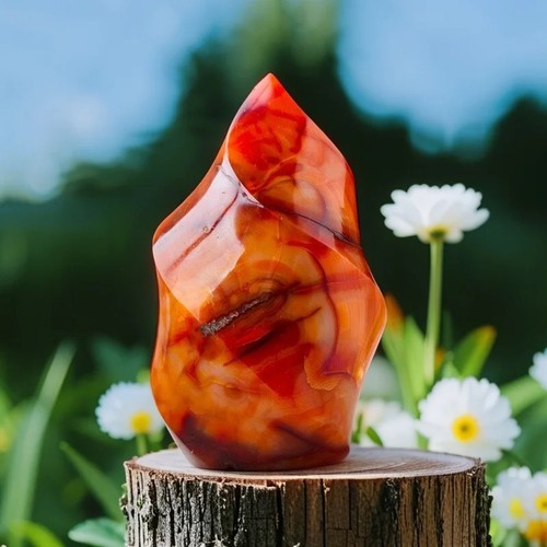 Natural red agate flame - natural,
