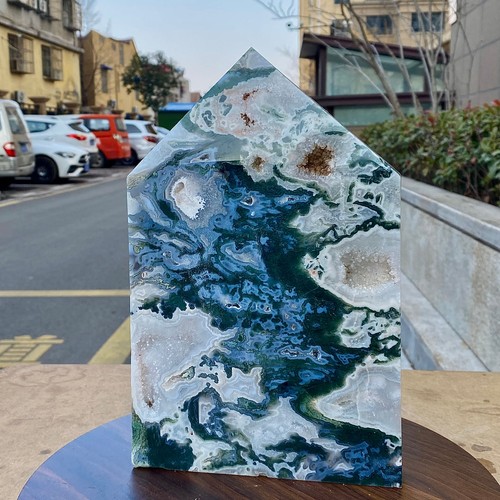 Green moss agate tower - green,