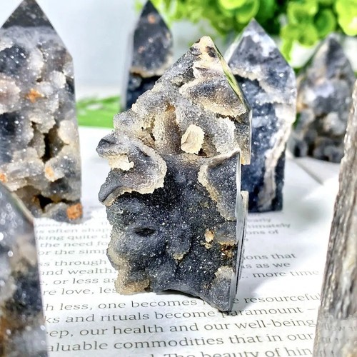 Natural black sphalerite druzy - natural,